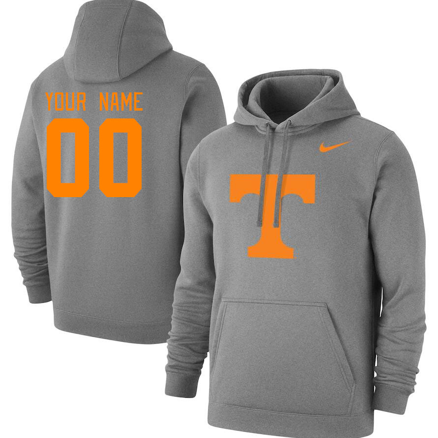 Custom Tennessee Volunteers Name And Number College Hoodie-Gray - Click Image to Close